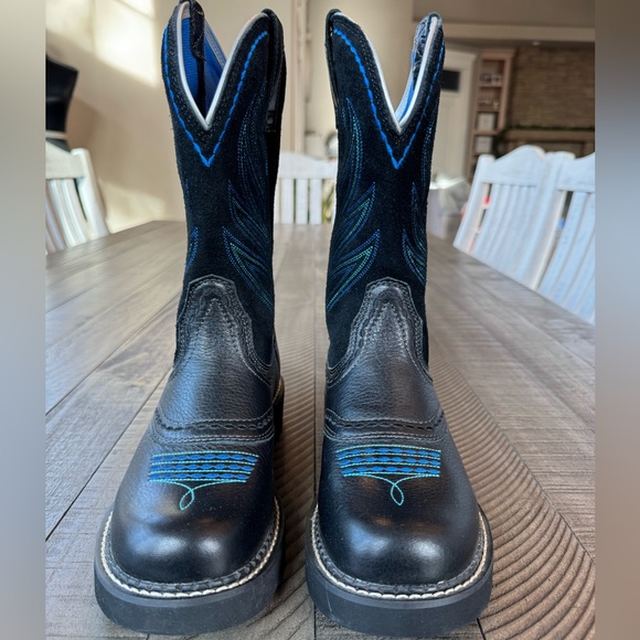 Ariat Fatbaby Blue Black Leather Western Cowboy Boot Women’s Size 8B (NWOT) - Picture 3 of 15